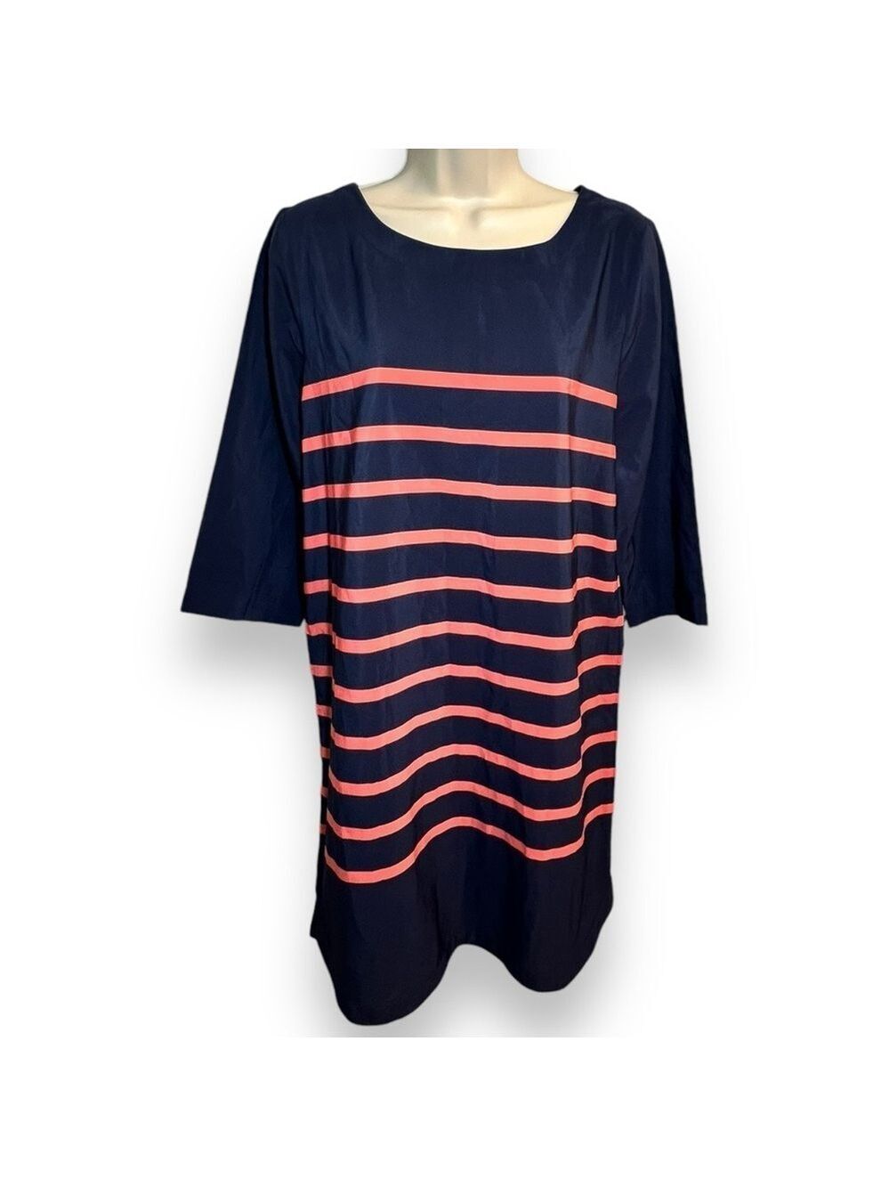 Gap Women’s Striped A-Line Dress Navy Coral Size Small